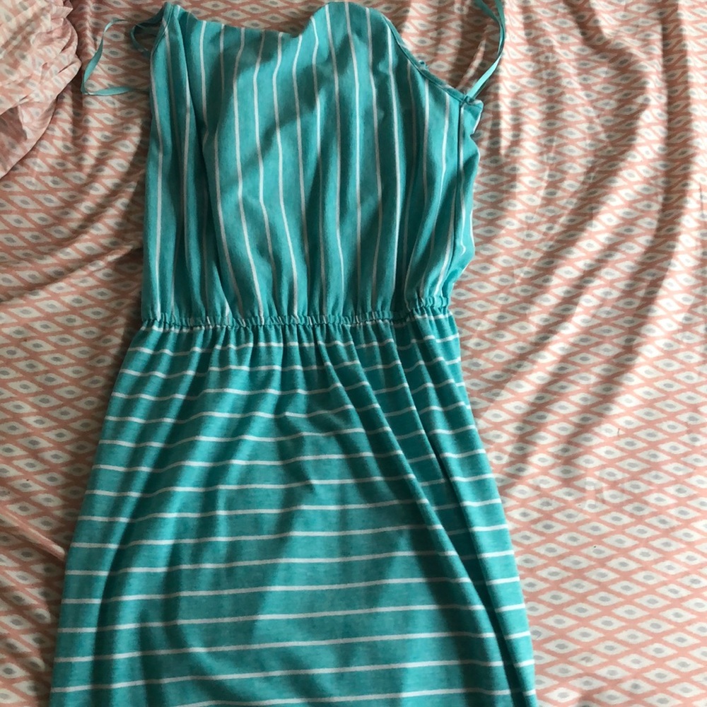 This is a teal dress